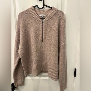 Madewell York Half-Zip Pullover Sweater in Heather Petal Pink, Size M